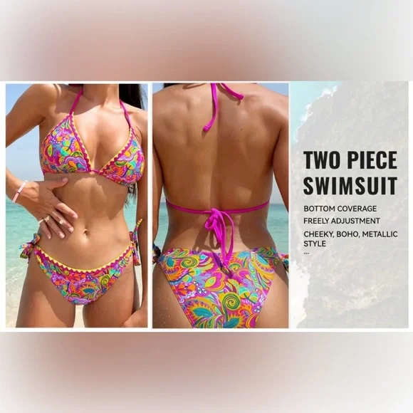 Vibrant Multicolor Bikini Set - Picture 7 of 10